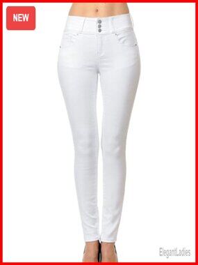 High-Rise Push-Up Super Comfy 3-Button Skinny Jeans Butt-Lifting
